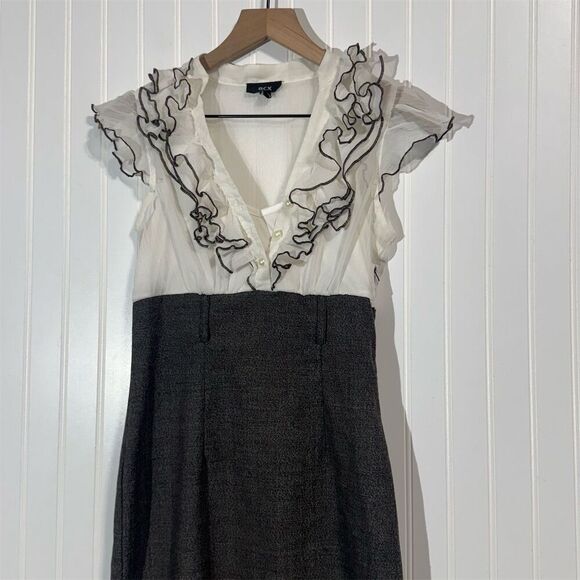 BCX Juniors 5 Sheer Ruffle Bodice Gray Skirt Dress Career Office Cocktail Y2K - Picture 2 of 9